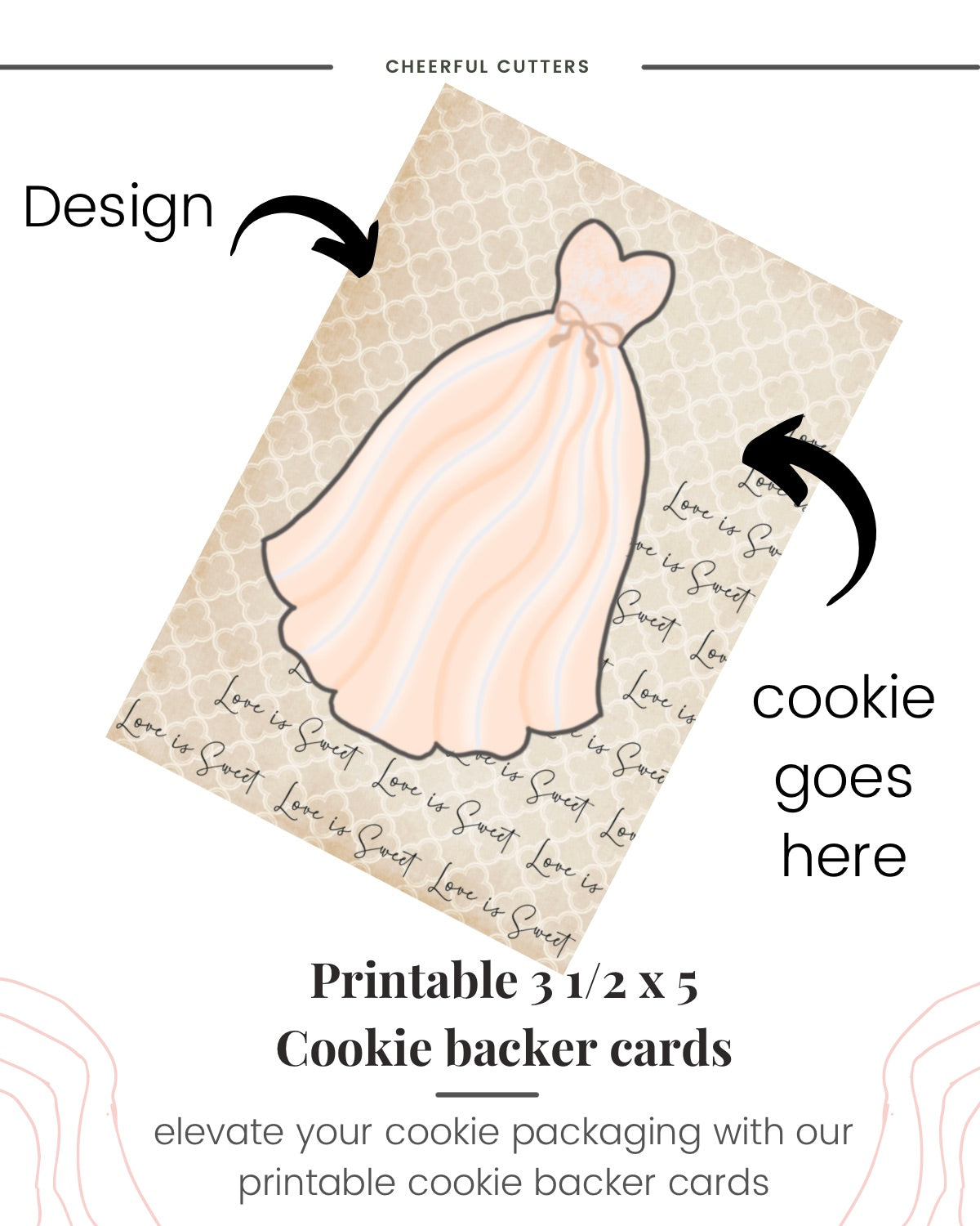 Love is sweet cookie backer card for packaging  - file download