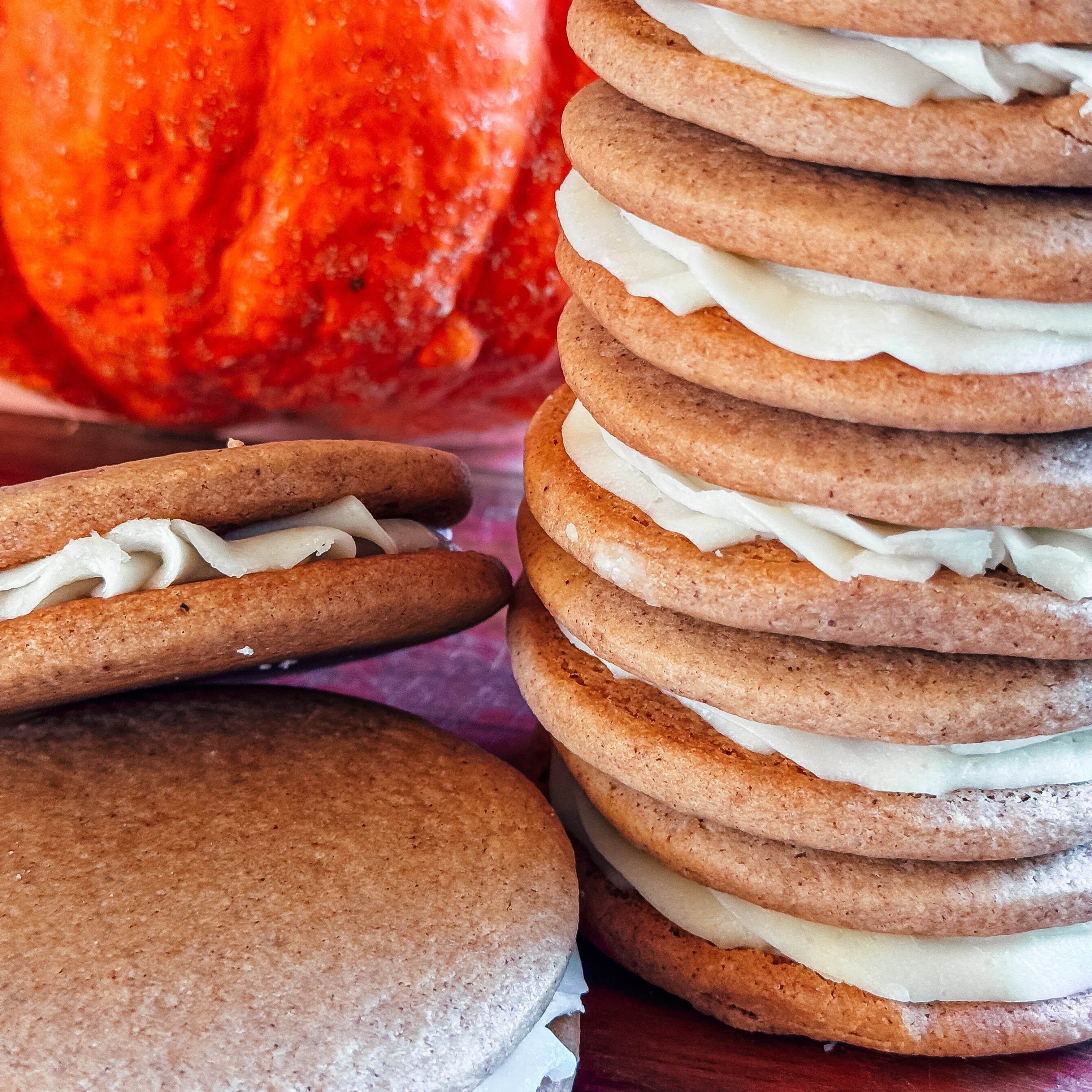 pumpkin spice sandwich cookie