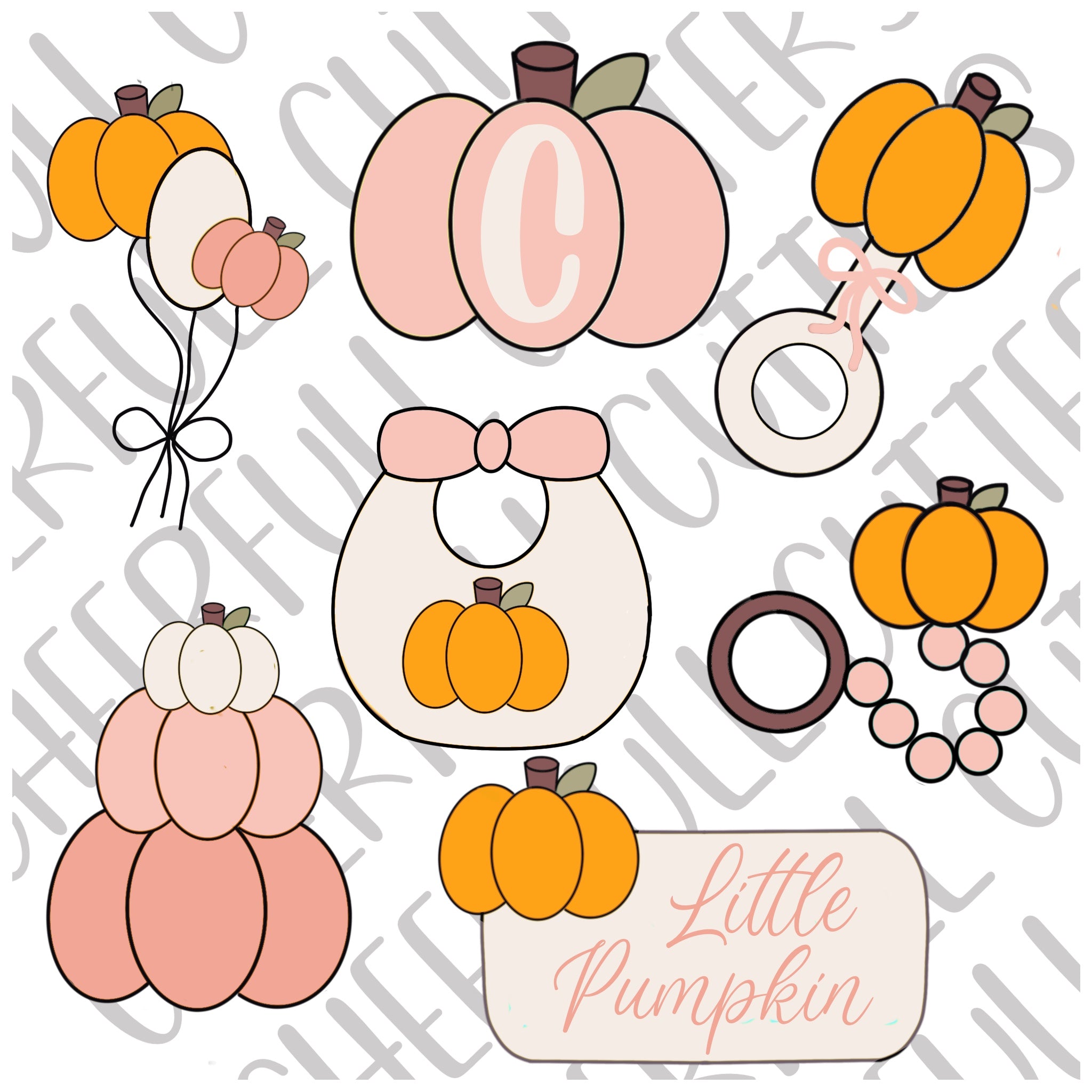 Pumpkin baby shower cookie cutter set | The Cheerful Baker