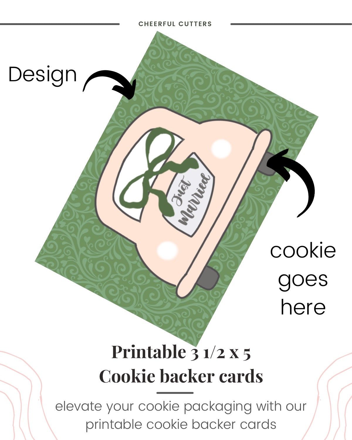 Green patterned cookie backer card for packaging  - file download