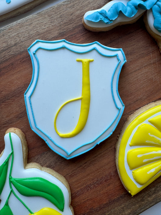 Shield initial plaque cookie cutter