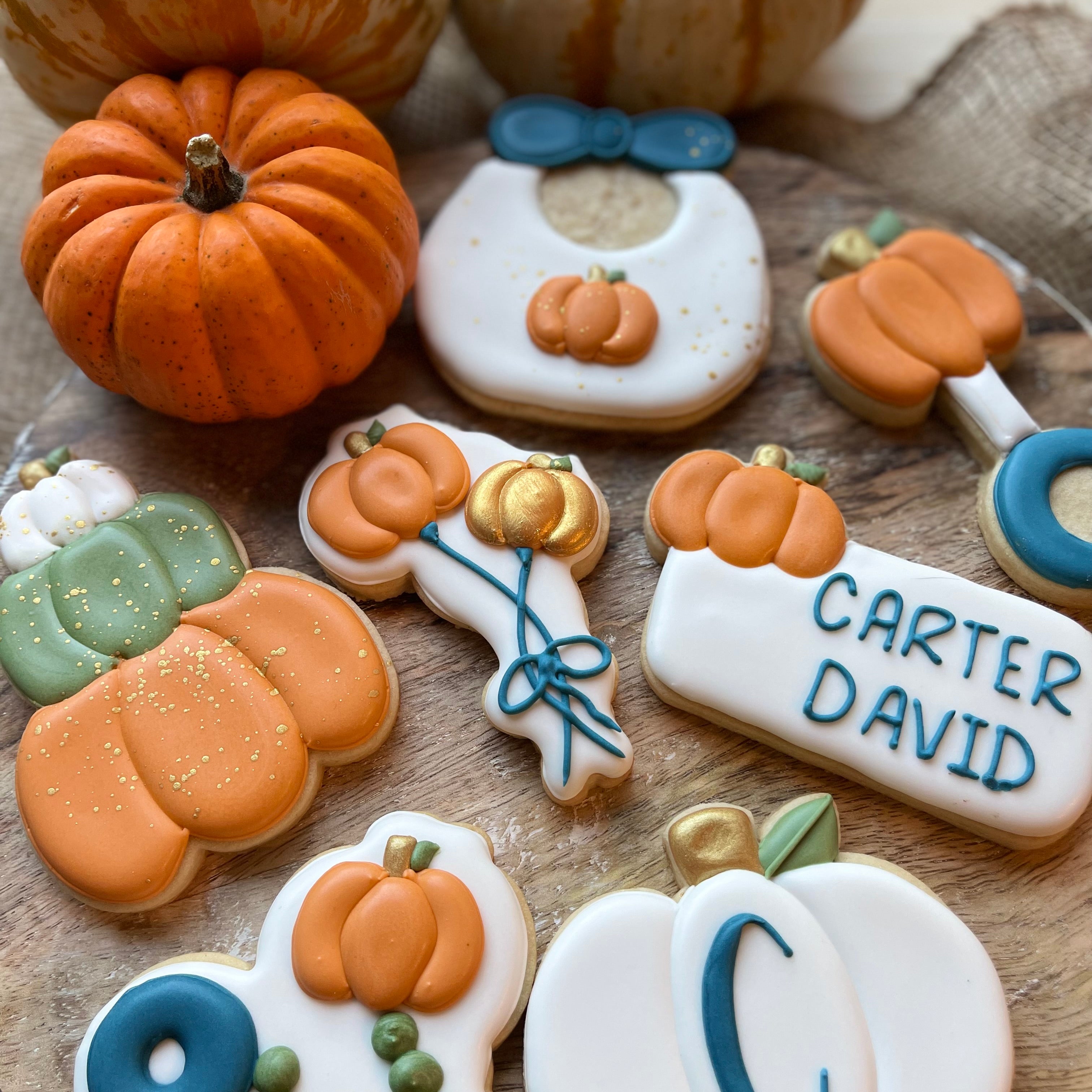 Pumpkin Baby Shower Cookies | The Cheerful Baker