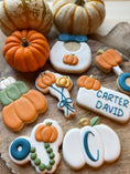 Load image into Gallery viewer, Pumpkin Baby Shower Cookies | The Cheerful Baker
