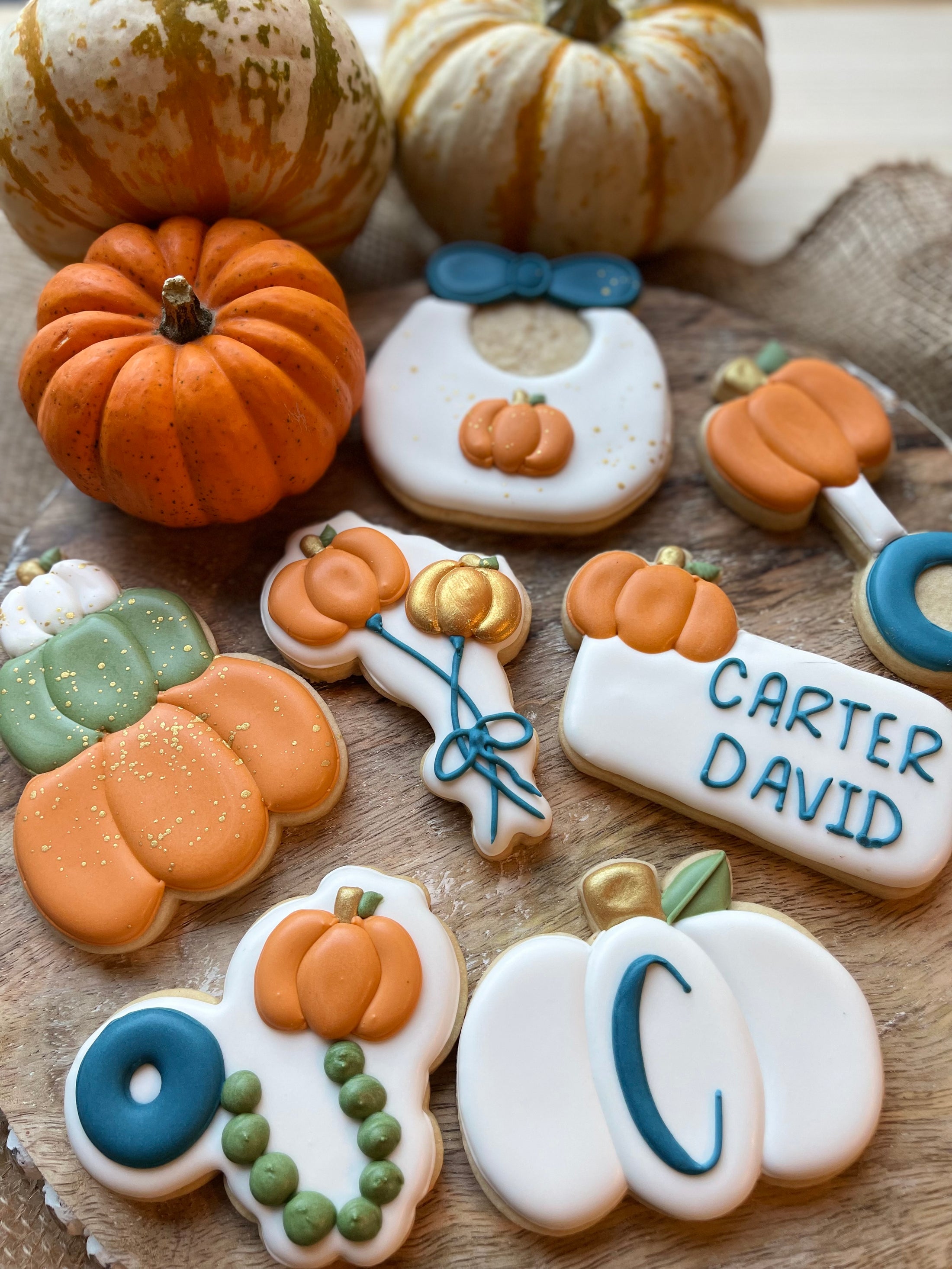 Pumpkin Baby Shower Cookies | The Cheerful Baker