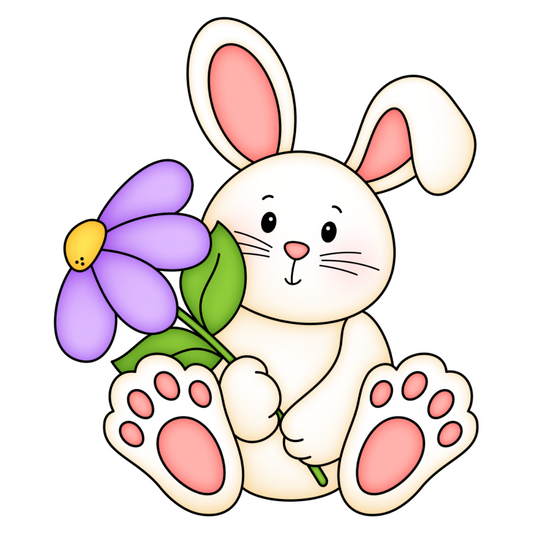 Easter bunny holding flower