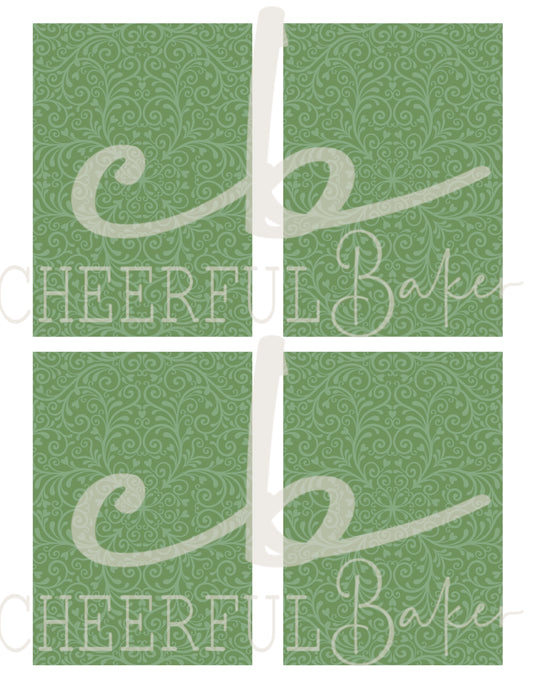 Green patterned cookie backer card for packaging  - file download
