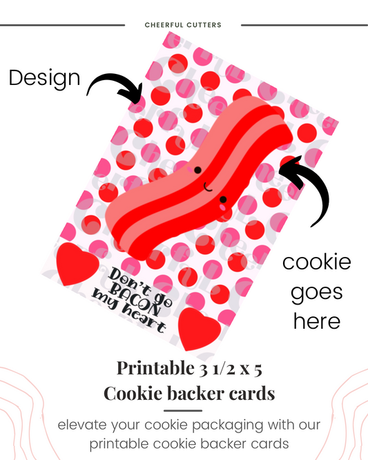 Valentine bacon cookie backer card for packaging  - file download