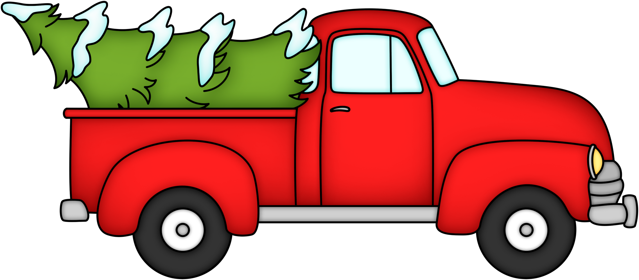 Christmas red truck with Christmas tree cookie cutter