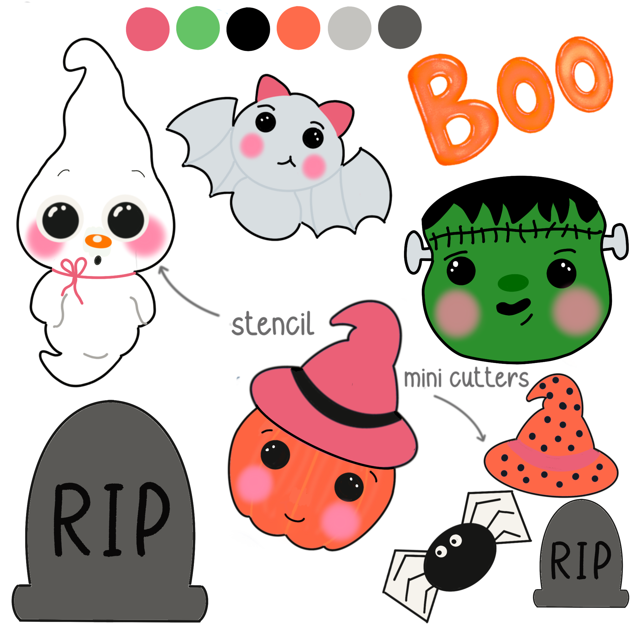 Halloween Cookie Cutter Set Clip Art