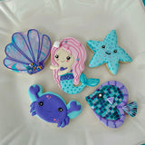 5 piece Mermaid Cookie Cutter set.  Finished Cookie Cutters