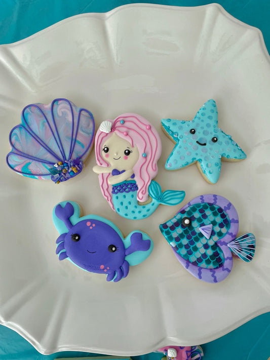 5 piece Mermaid Cookie Cutter set.  Finished Cookie Cutters