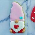 Load image into Gallery viewer, Valentine gnome holding heart cookie cutter

