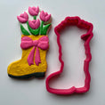 Load image into Gallery viewer, Rain boot with tulips cookie cutter
