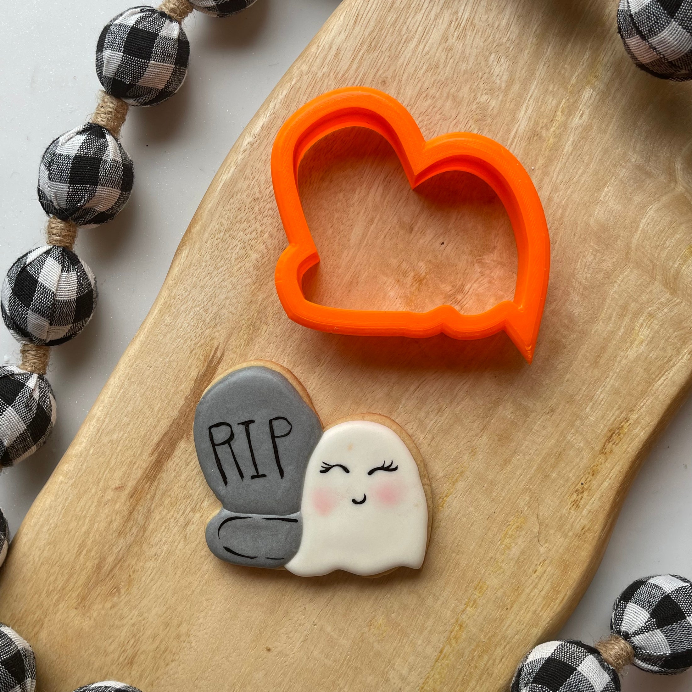 ghost with tombstone cookie cutter