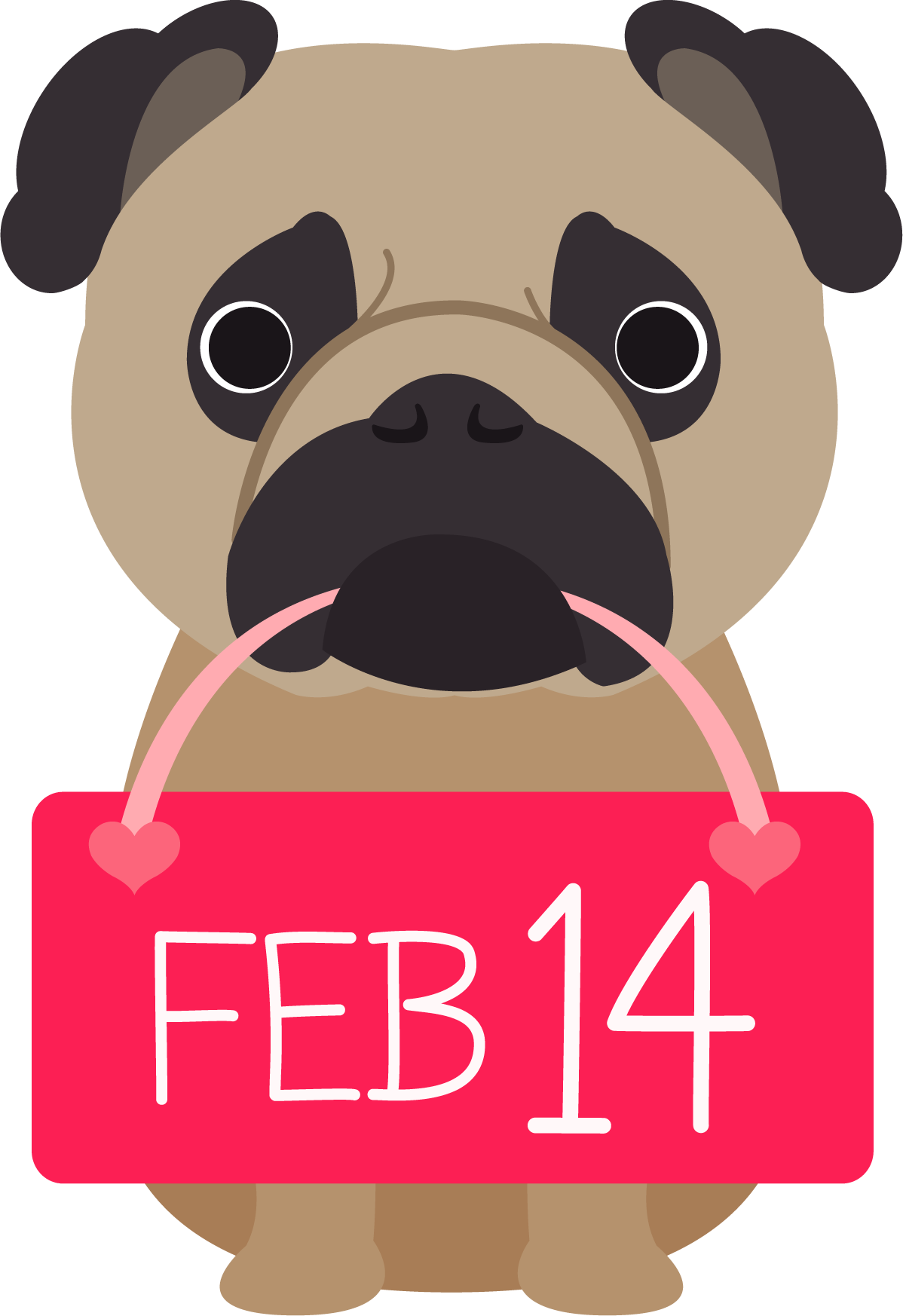 Valentine pug with sign cookie cutter