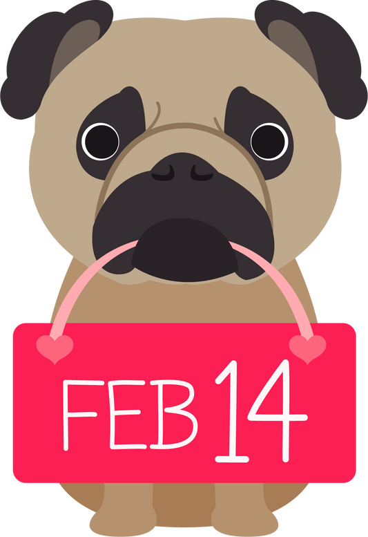 Valentine pug with sign cookie cutter